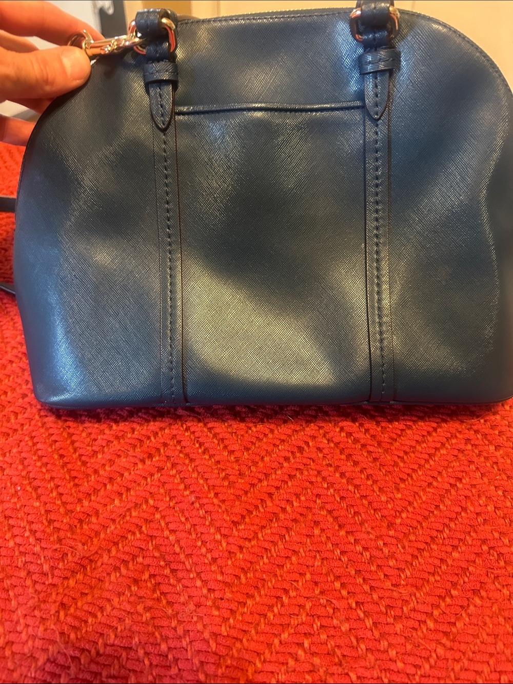 Coach Teal Blue Leather Dome Satchel with Removable Strap - Picture 11 of 15
